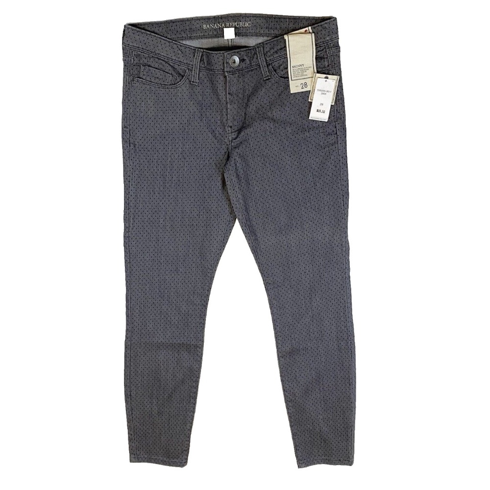 Banana Republic Women Polka Dot Gray Skinny Ankle Leg Jeans Size 28 NWT $89